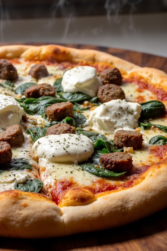 grilled sausage spinach pizza