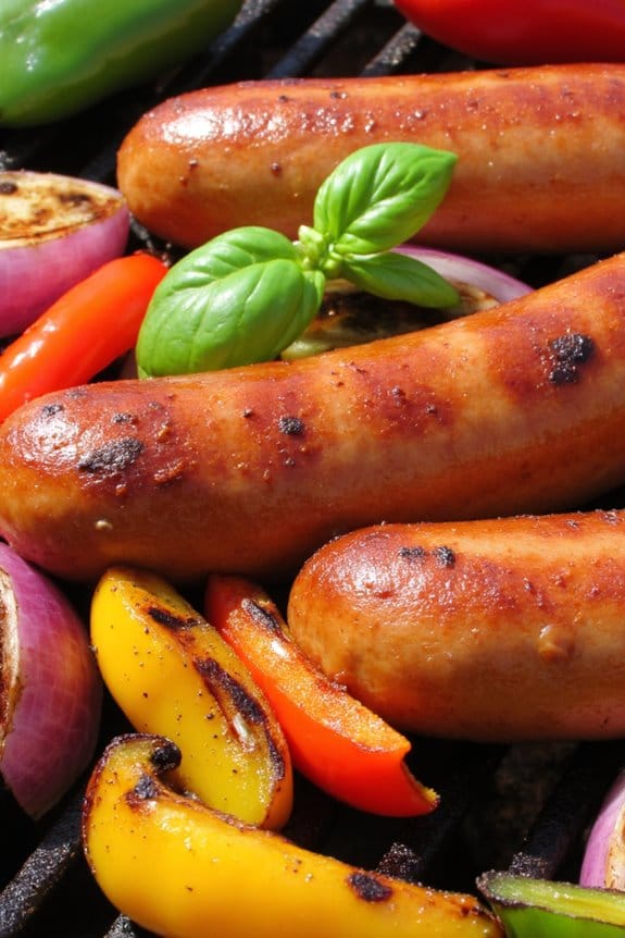 grilled spicy sausage and peppers