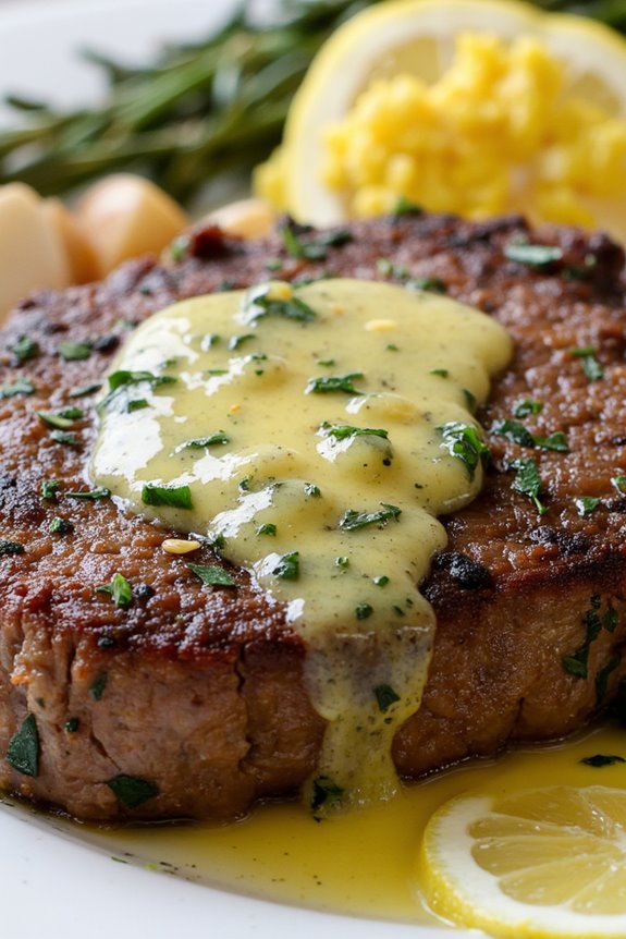 herb crusted steak with butter