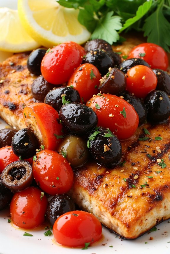mediterranean olive grilled salmon