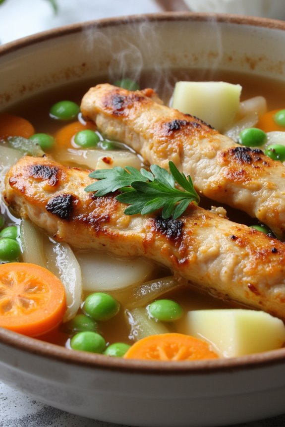 savory grilled chicken soup