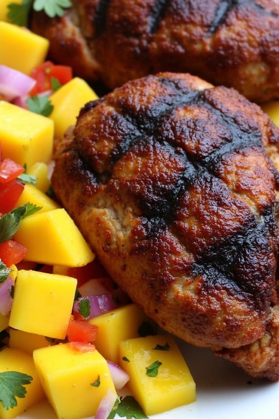 spicy chicken with mango salsa