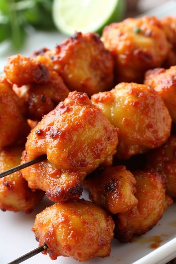 spicy honey glazed chicken skewers