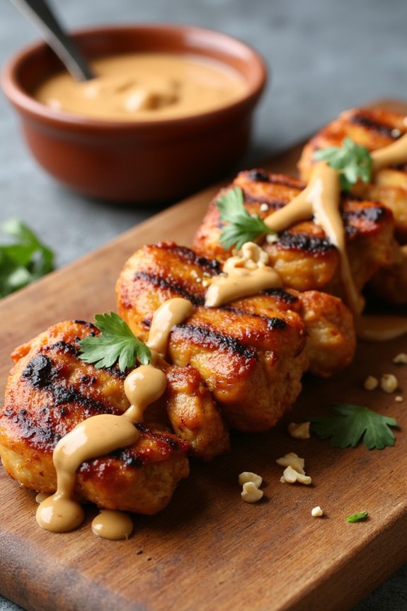 spicy peanut sauce chicken skewers