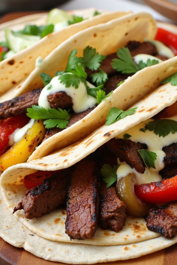 vibrant grilled steak fajitas