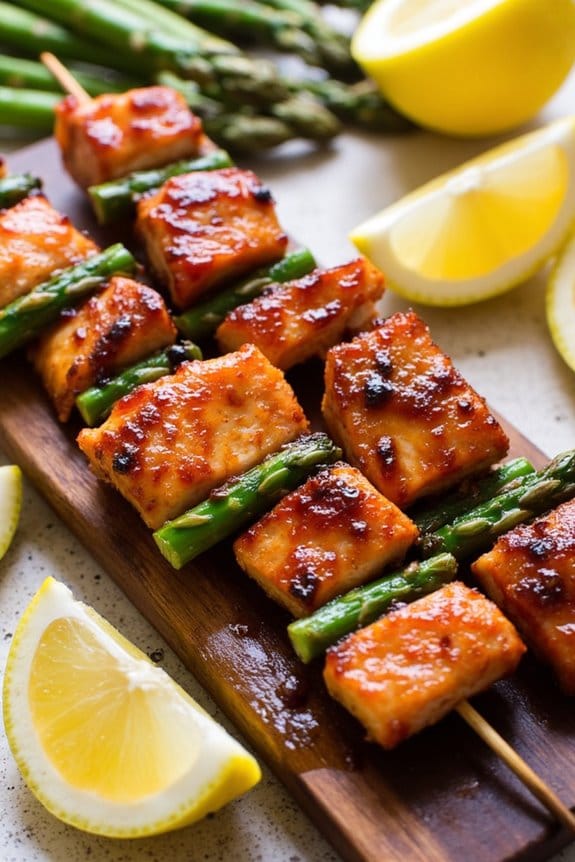 bbq salmon asparagus kabobs