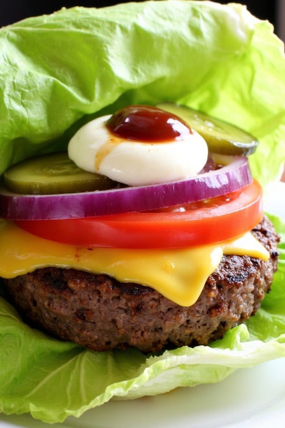 bunless burgers with lettuce wraps