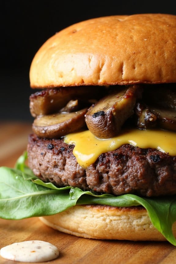 gourmet mushroom swiss burger