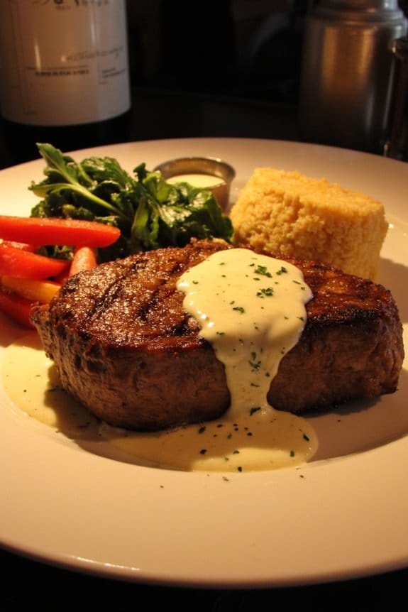 gourmet steak with b arnaise sauce