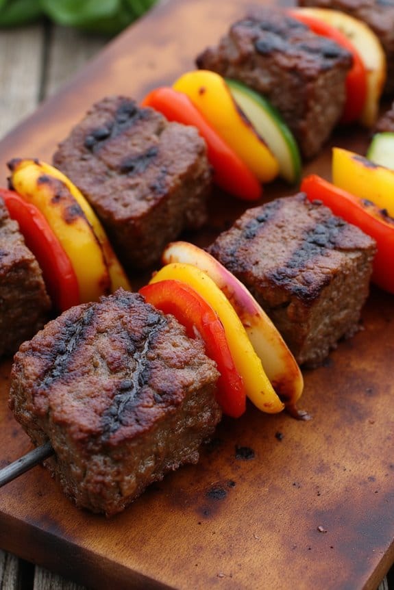 grilled beef and peppers kabobs