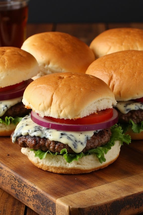 grilled beef blue cheese sliders