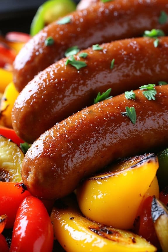 grilled sausages and peppers