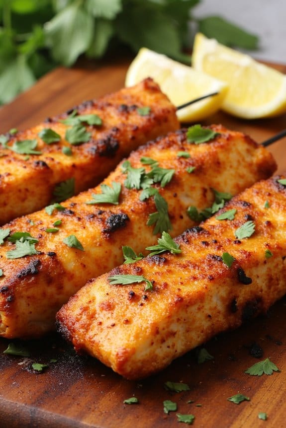 grilled spiced fish skewers