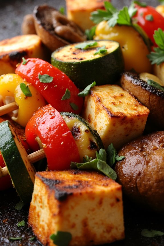 grilled tofu and tempeh skewers