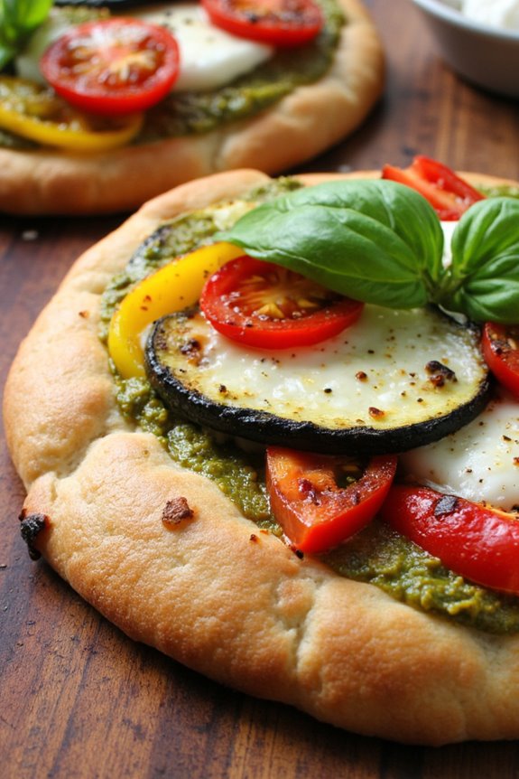 grilled vegetable pesto flatbreads