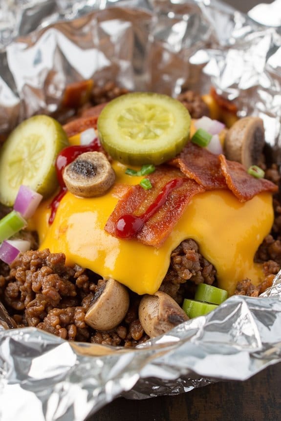 keto cheeseburger foil packets