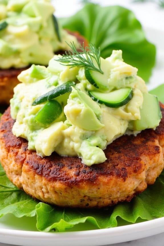 keto salmon avocado burgers