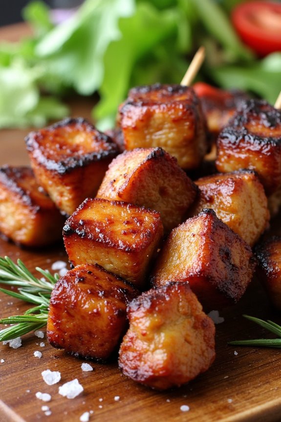 maple bourbon pork skewers