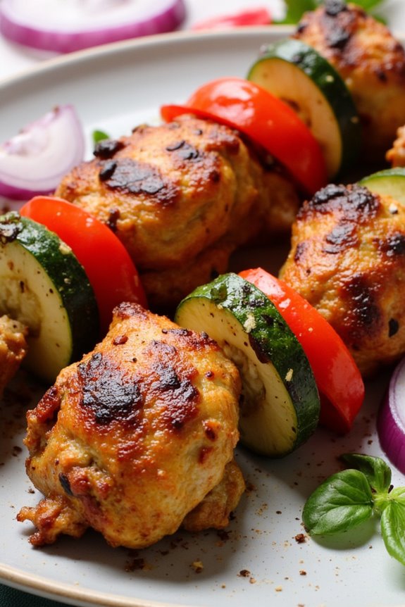 moroccan chicken veggie skewers