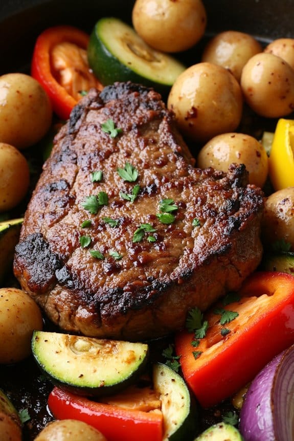 one pan steak and veggies