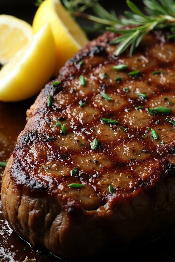 perfectly seared ribeye steak