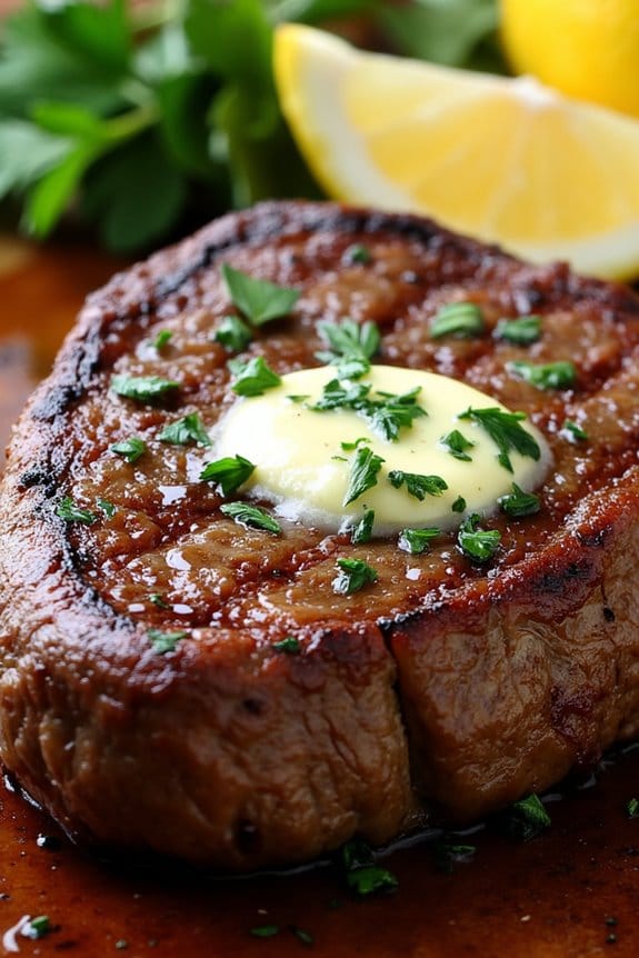 perfectly seared ribeye steak