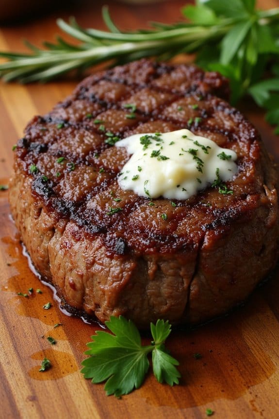 perfectly seared ribeye steak