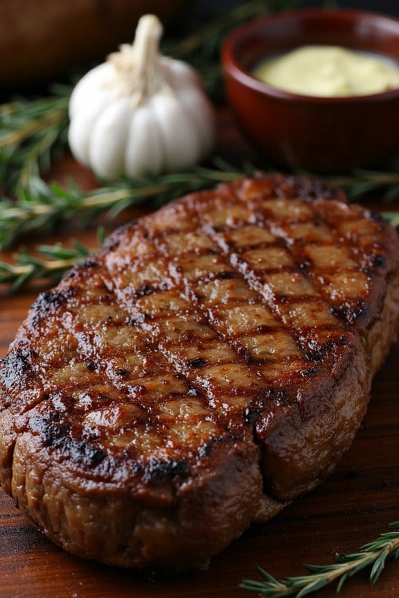 perfectly seared ribeye steak