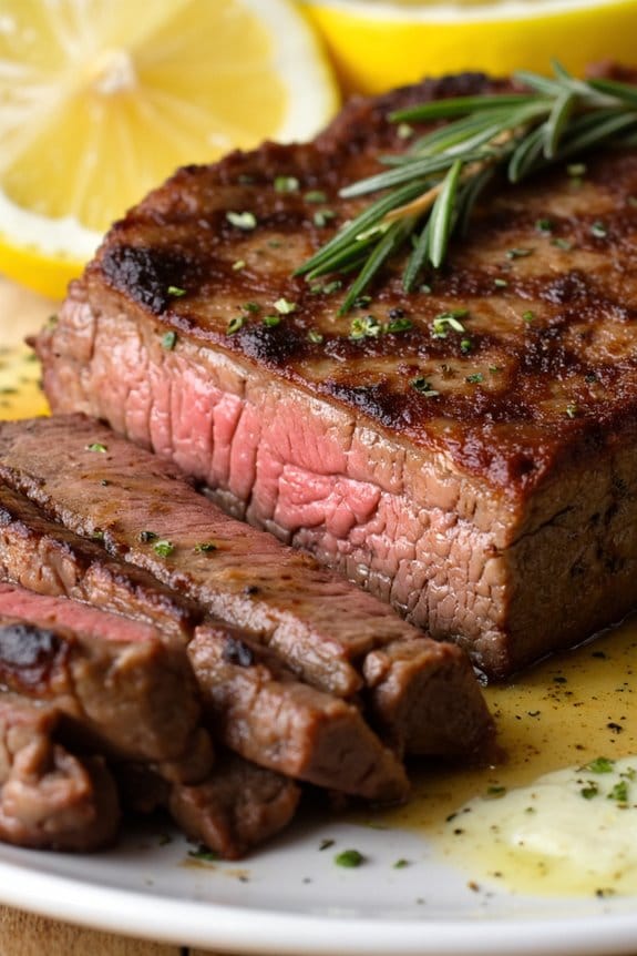 perfectly seared ribeye steak