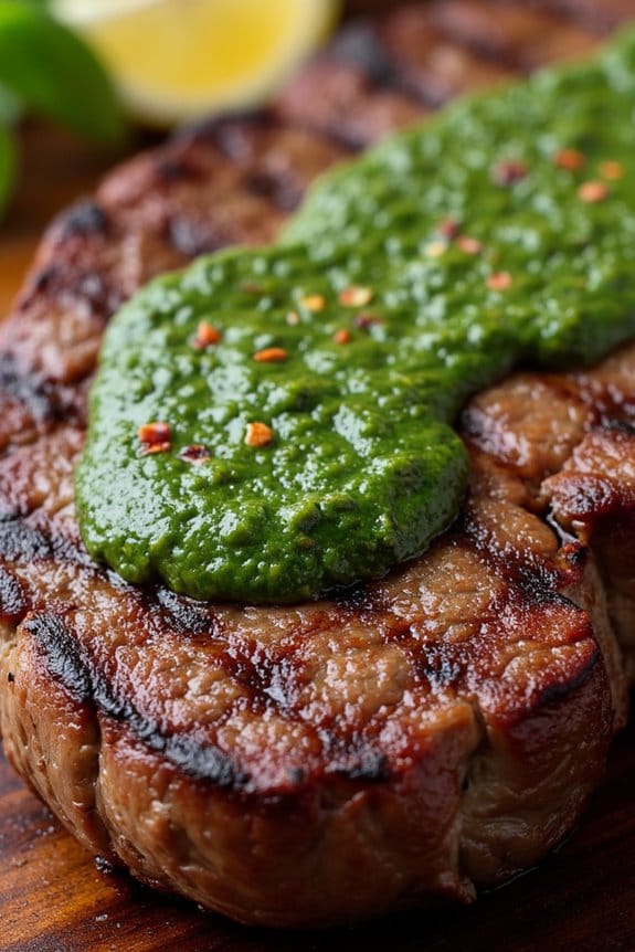 rib eye with chimichurri sauce