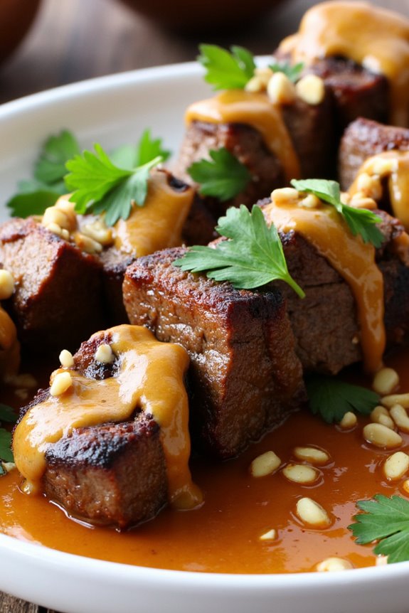 spicy thai peanut beef skewers