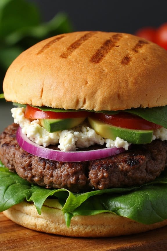 spinach feta keto burger