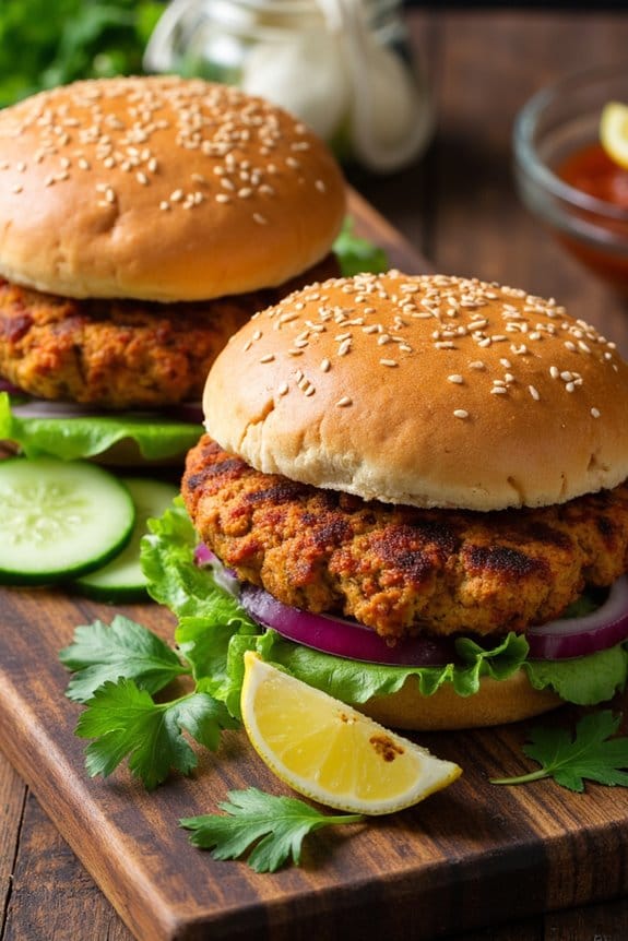 tandoori spiced chicken burgers