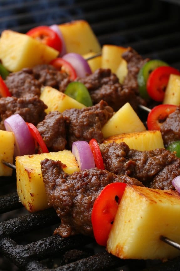 teriyaki beef pineapple skewers