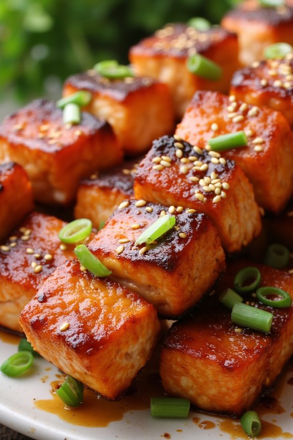 teriyaki glazed salmon skewers