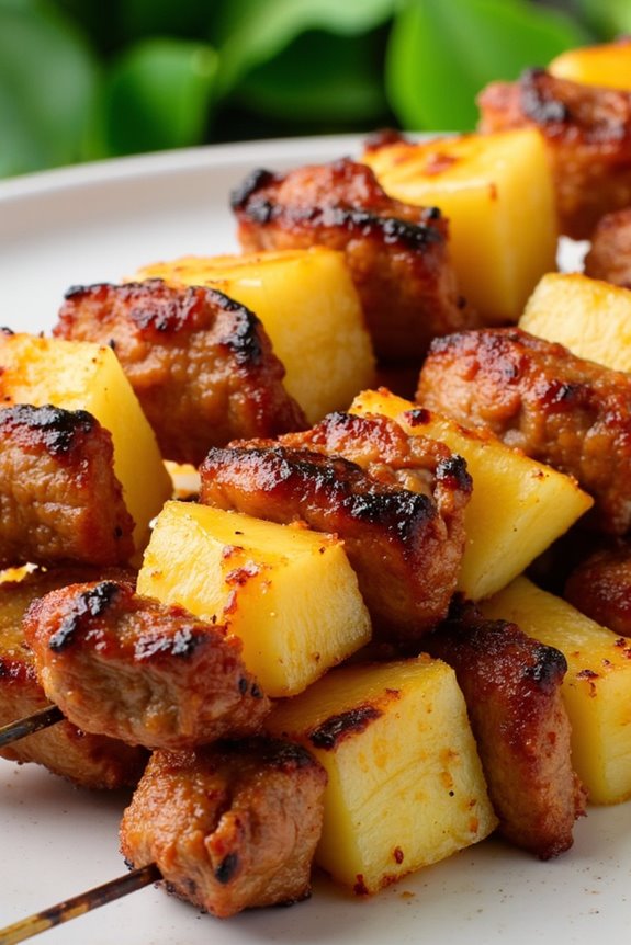 tropical hawaiian pork skewers