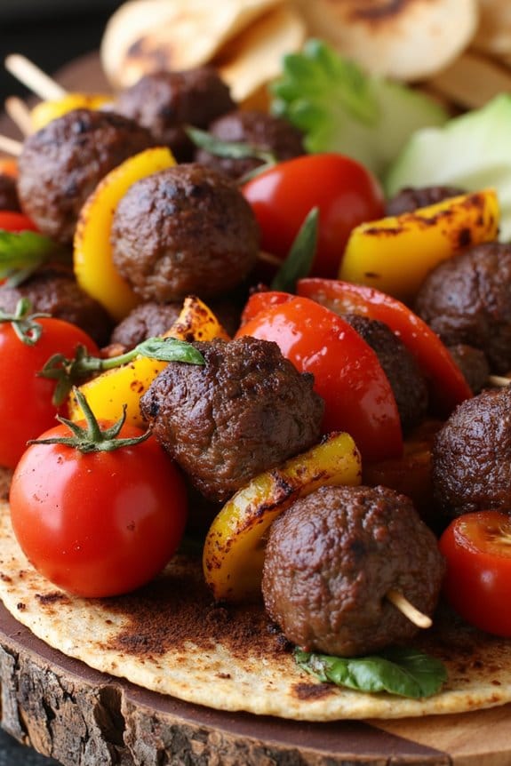 vibrant beef and black bean skewers