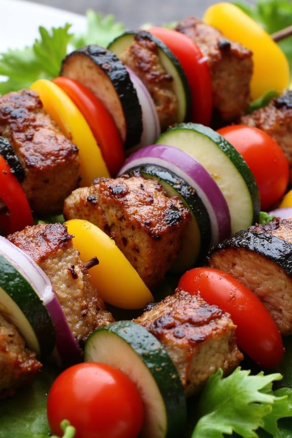 vibrant pork veggie kabobs